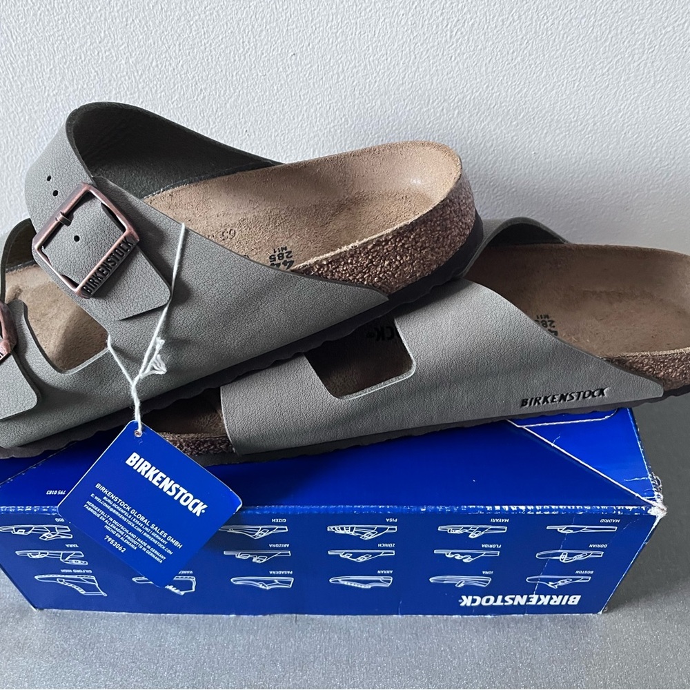 Birkenstock Gray Sandals with Adjustable Straps and Contoured Footbed